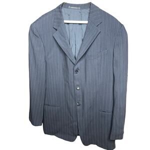 Armani Collezioni Black Wool Pinstripe Suit Coat